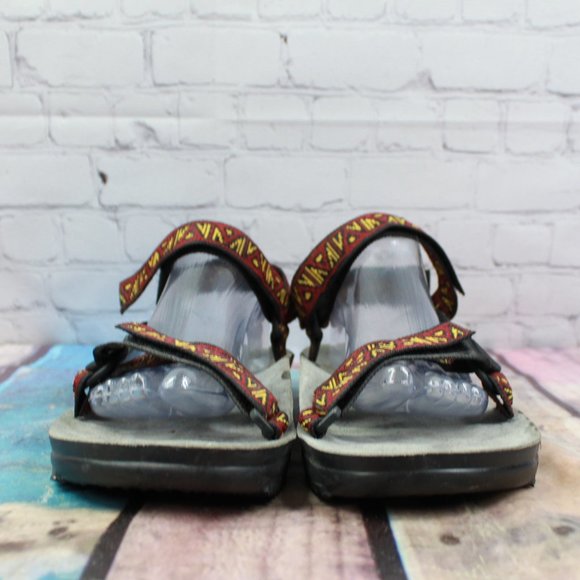 Lizard Red Black Printed Ankle Strap Athletic Hiking Sandals Size 46 US 12 - Picture 4 of 9